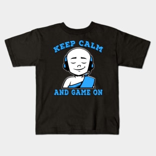 Keep Calm And Game On Blue Kids T-Shirt